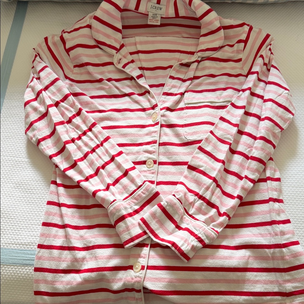 Women’s Jcrew XXS pink and red striped pajama pants set, cotton, GUC